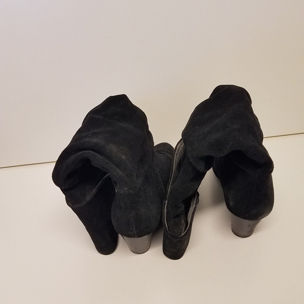 Women's Black Suede Knee Boots - Picture 6 of 12